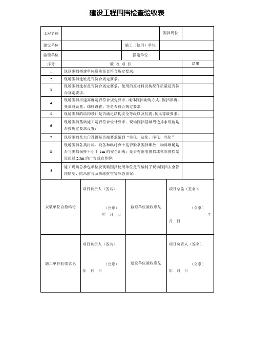 工程围挡检查验收表