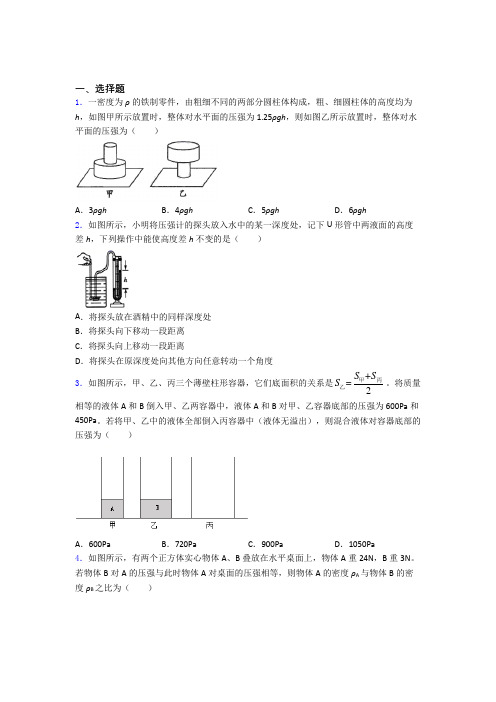 人教版第九章 压强单元达标专题强化试卷检测试卷