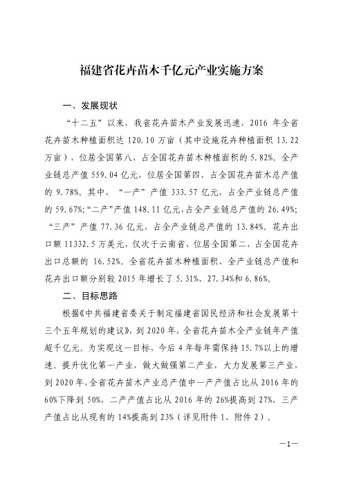 福建花卉苗木千亿元产业实施方案