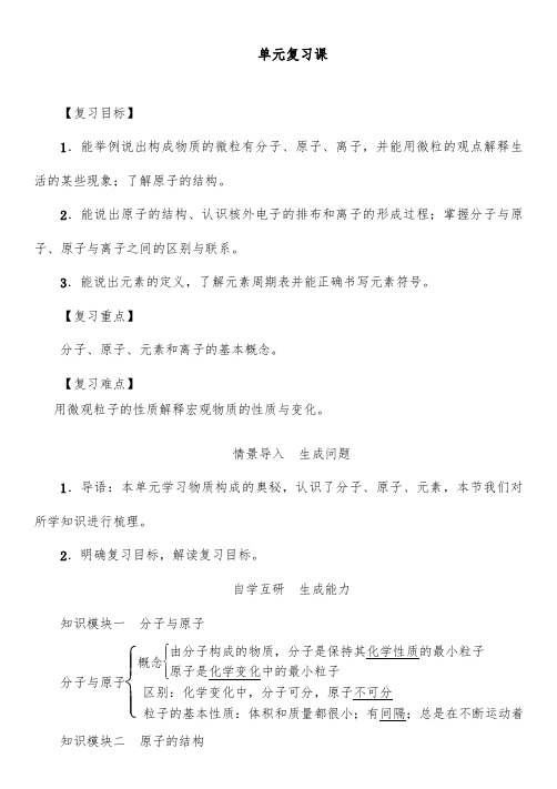 2018-2019年初中人教版九年级化学上册第三单元单元复习课优质课教学设计