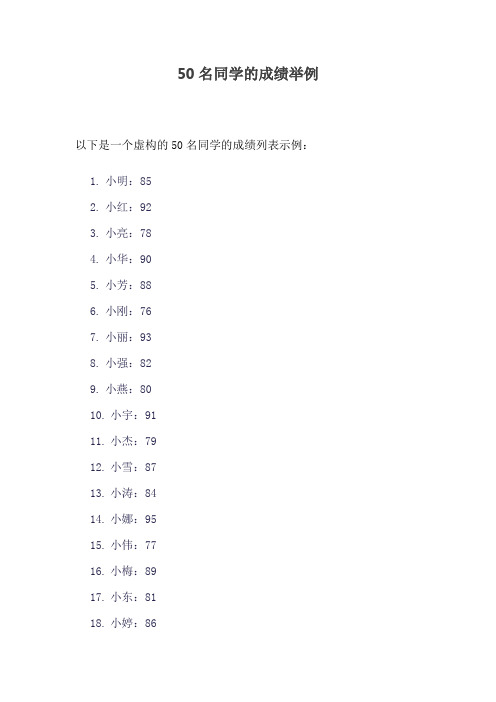 50名同学的成绩举例