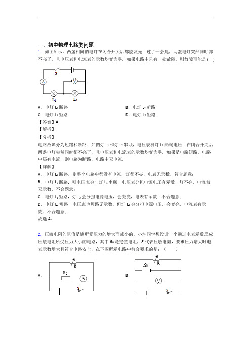 中考物理综合题专练∶电路类问题附答案解析