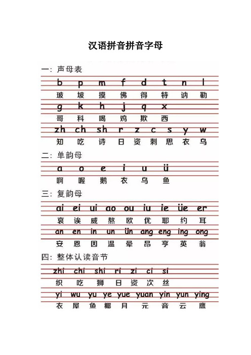 小学汉语拼音拼音字母表