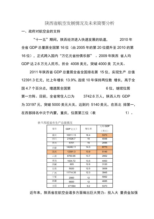 陕西省航空发展情况及未来简要分析