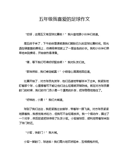 五年级我喜爱的足球作文