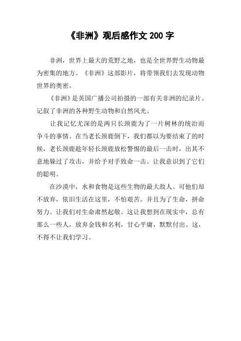 《非洲》观后感作文200字