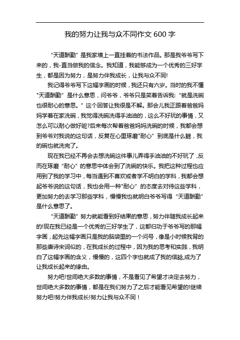 我的努力让我与众不同作文600字