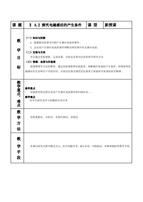 探究电磁感应产生的条件