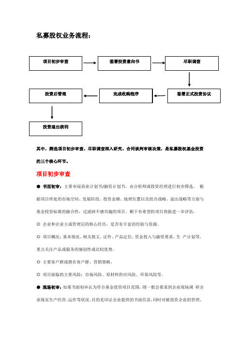 私募股权业务流程