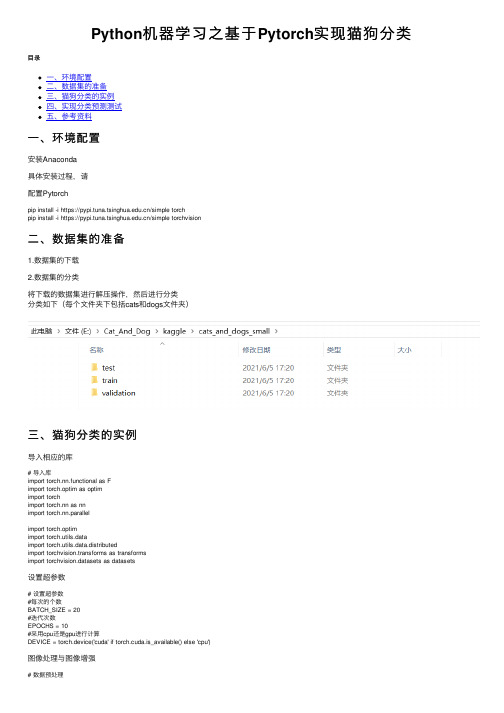 Python机器学习之基于Pytorch实现猫狗分类