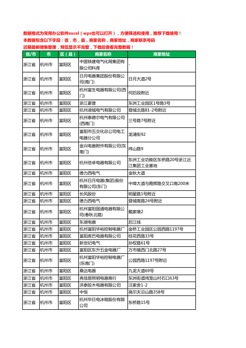 2020新版浙江省杭州市富阳区电器有限公司工商企业公司商家名录名单黄页联系电话号码地址大全151家