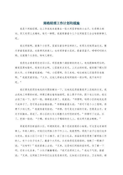 网格经理工作计划和措施