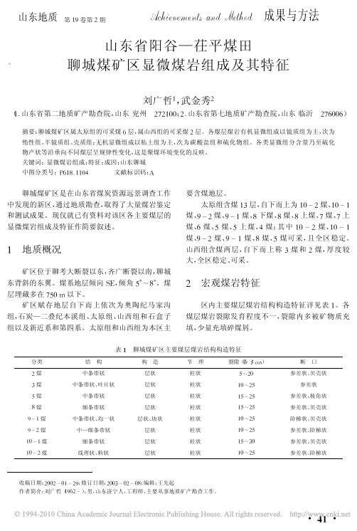 山东省阳谷——茌平煤田聊城煤矿区显微煤岩组成及其特征