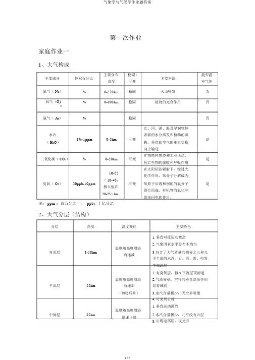 气象学与气候学作业题答案