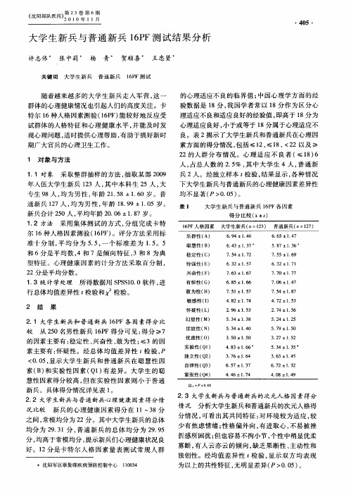 大学生新兵与普通新兵16PF测试结果分析