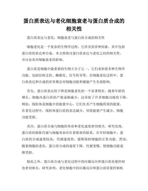 蛋白质表达与老化细胞衰老与蛋白质合成的相关性