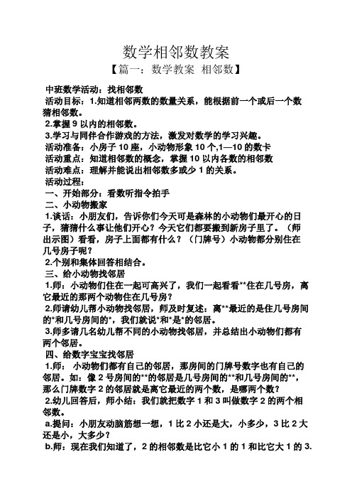 数学相邻数教案