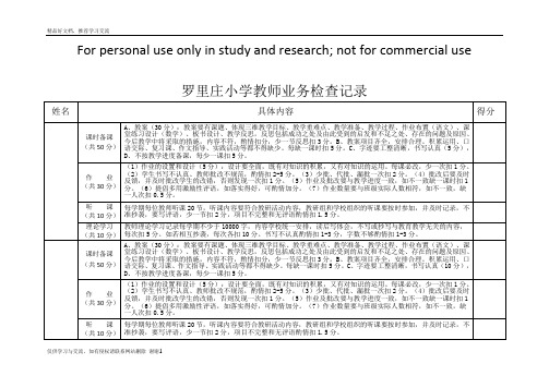 最新教师业务检查记录表