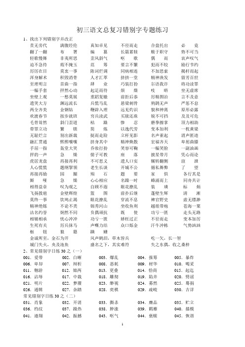 初三语文总复习错别字.学生练习。可打印.00