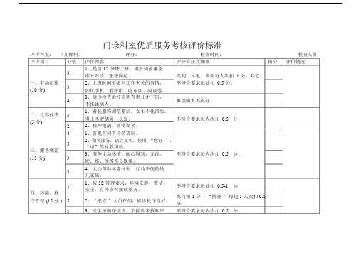 门诊科室服务考核评价标准.docx