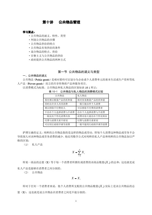 黎民公共管理学第3讲公共物品管理