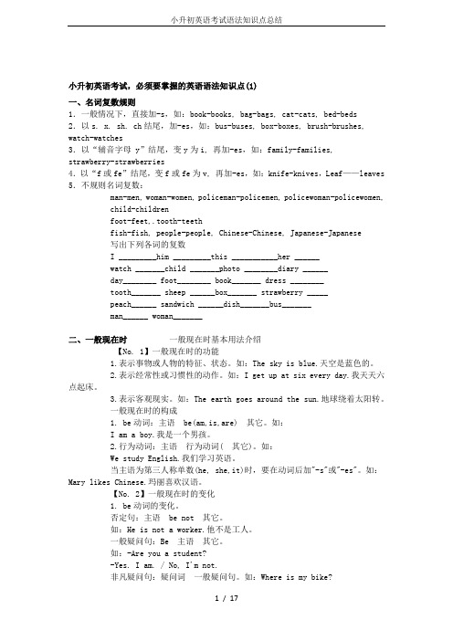 小升初英语考试语法知识点总结