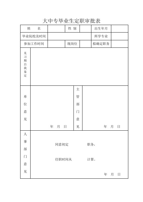 大中专毕业生定职审批表.doc