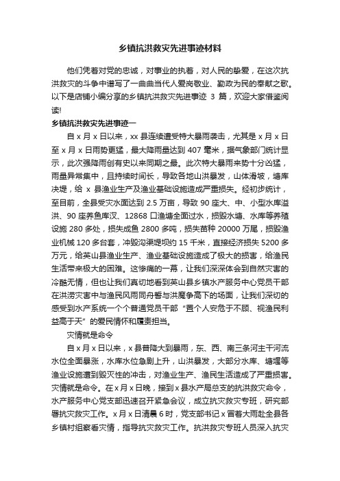 乡镇抗洪救灾先进事迹材料