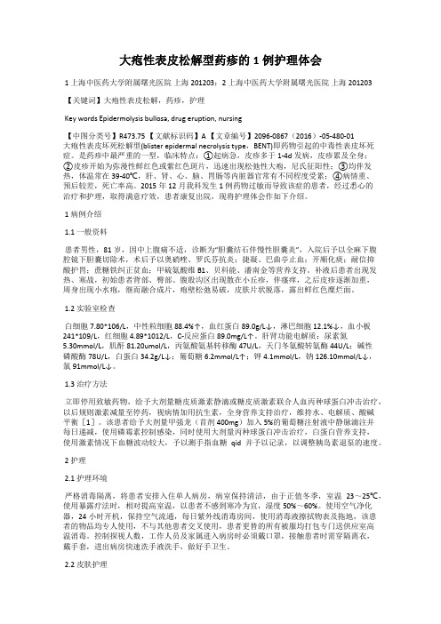 大疱性表皮松解型药疹的1例护理体会