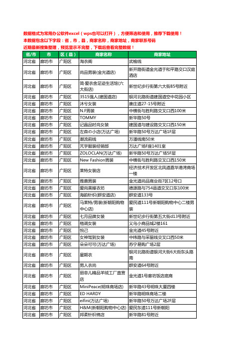 2020新版河北省廊坊市广阳区服装工商企业公司商家名录名单黄页联系电话号码地址大全564家