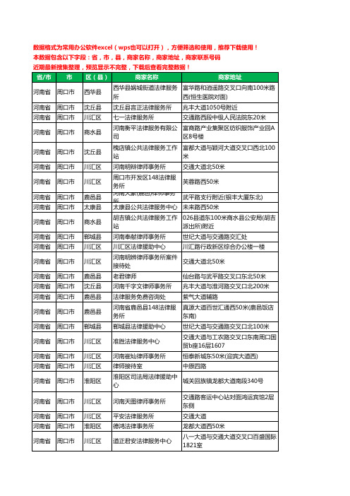 2020新版河南省周口市律师工商企业公司商家名录名单黄页联系电话号码地址大全129家