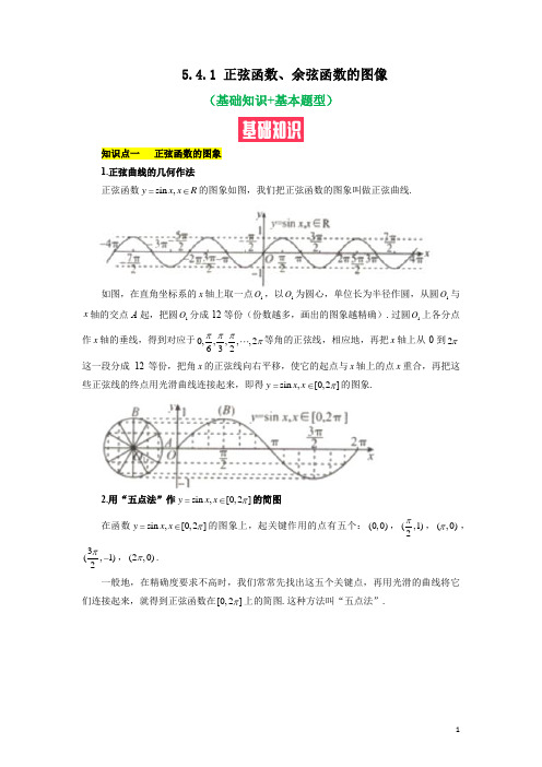 正弦函数、余弦函数的图像(基础知识+基本题型)(含解析)