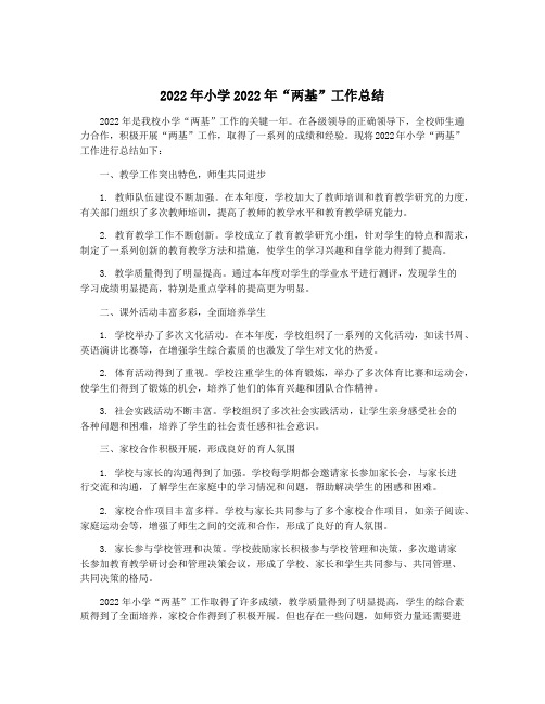 2022年小学2022年“两基”工作总结
