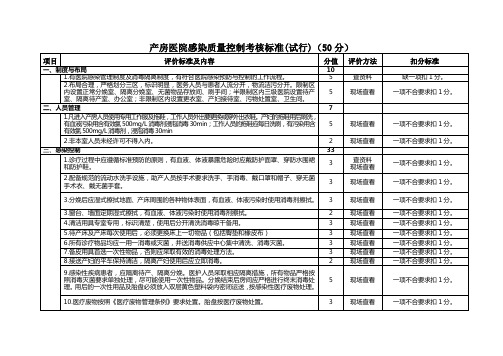 产房医院感染质量控制考核标准