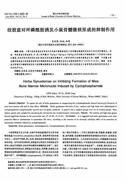 绞股蓝对环磷酰胺诱发小鼠骨髓微核形成的抑制作用