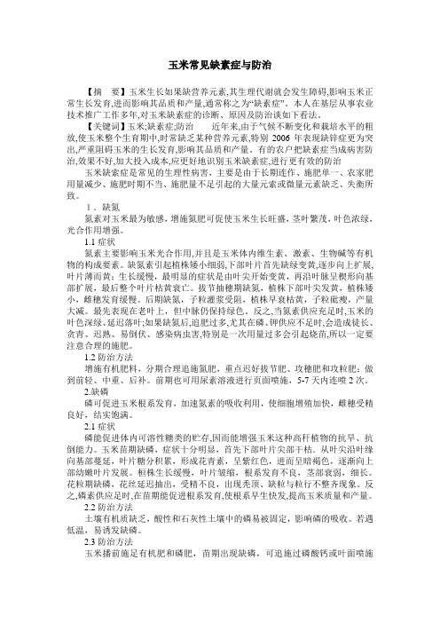 玉米常见缺素症与防治