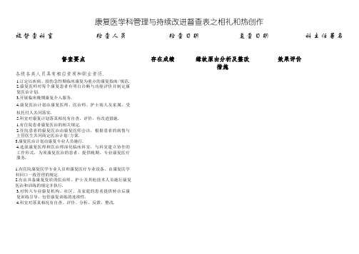 康复医学科管理与持续改进督查表