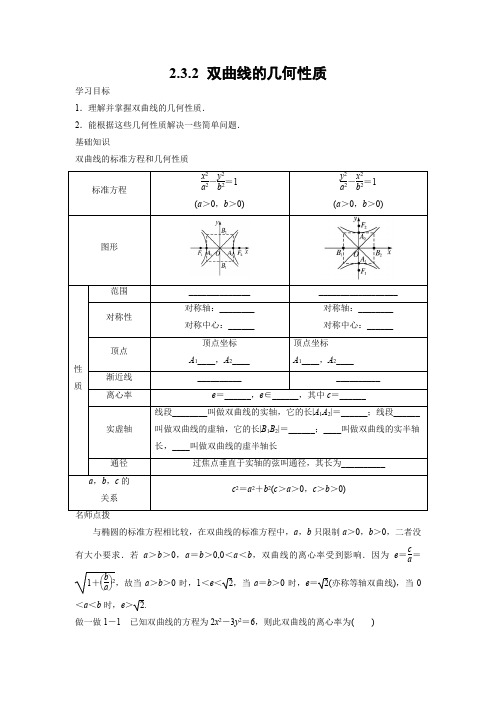 学案7：2.3.2 双曲线的几何性质