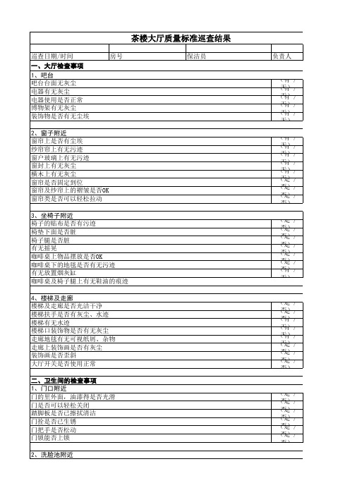 茶楼大厅巡查表