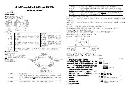 高考地理微专题四：昼夜长短的变化与太阳视运动