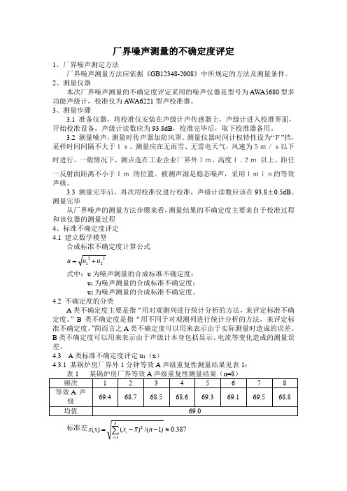 厂界噪声不确定度评定