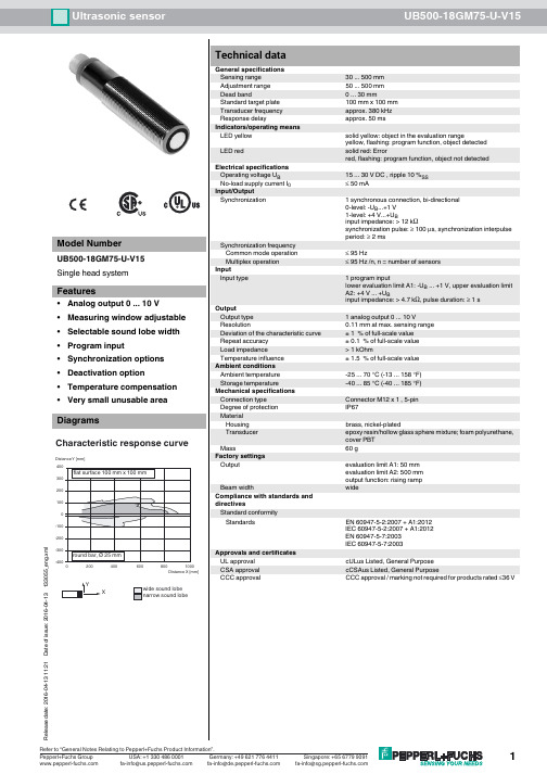 Pepperl+Fuchs UB500-18GM75-U-V15产品说明书