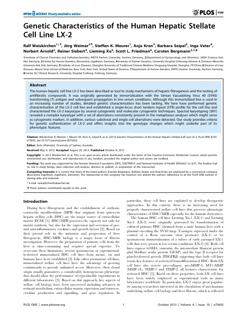 Genetic Characteristics of the Human Hepatic Stellate Cell Line LX-2