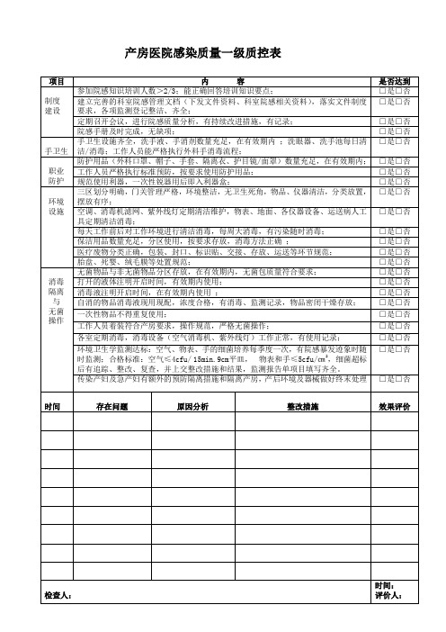 产房一级质控表2020