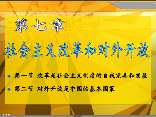 毛概第7章 社会主义改革和对外开放