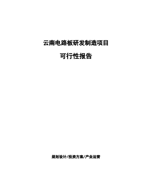 云南电路板研发制造项目可行性报告