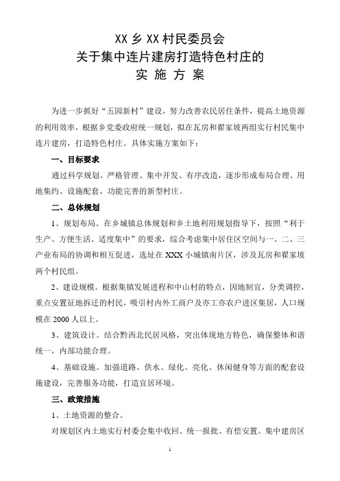 XX乡XX村集中建房方案