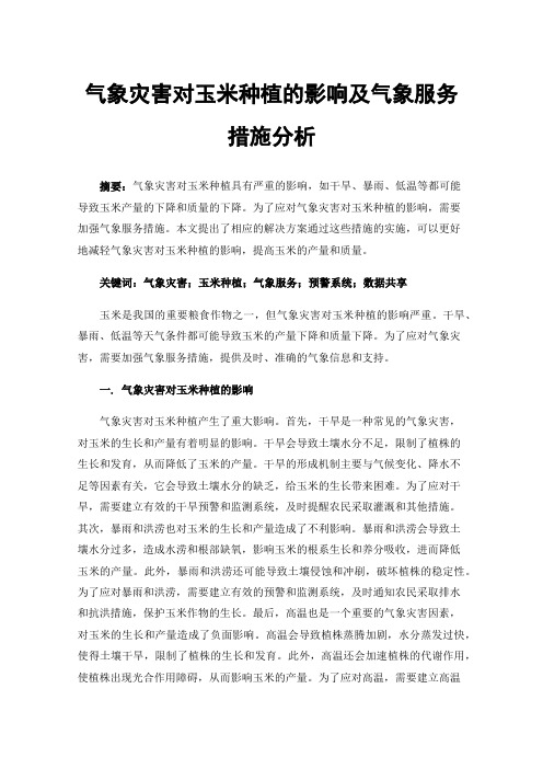 气象灾害对玉米种植的影响及气象服务措施分析