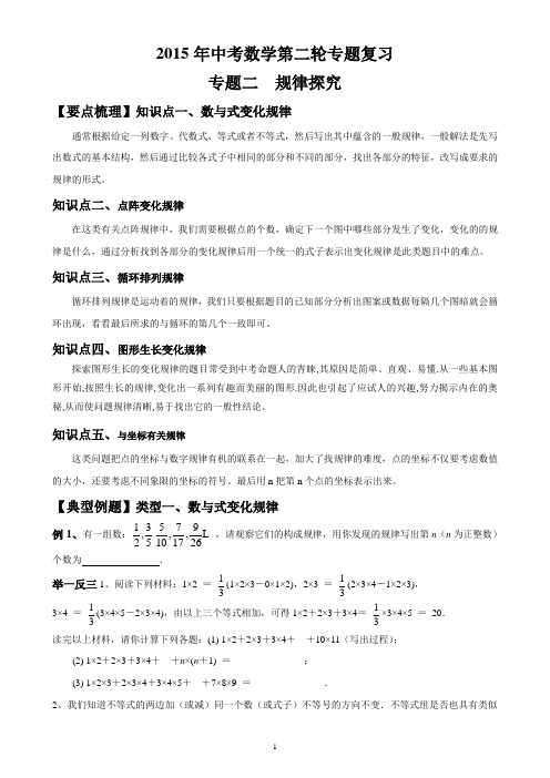 2015年中考数学第二轮专题复习二---规律探索性