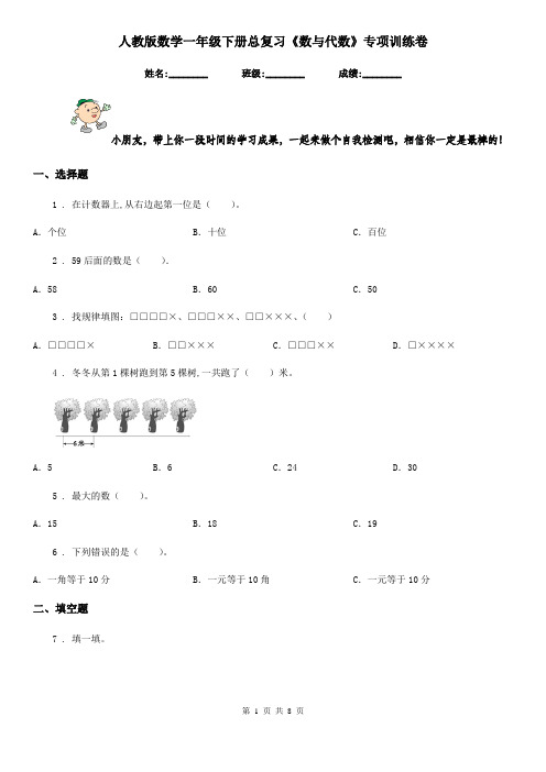 人教版 数学一年级下册总复习《数与代数》专项训练卷